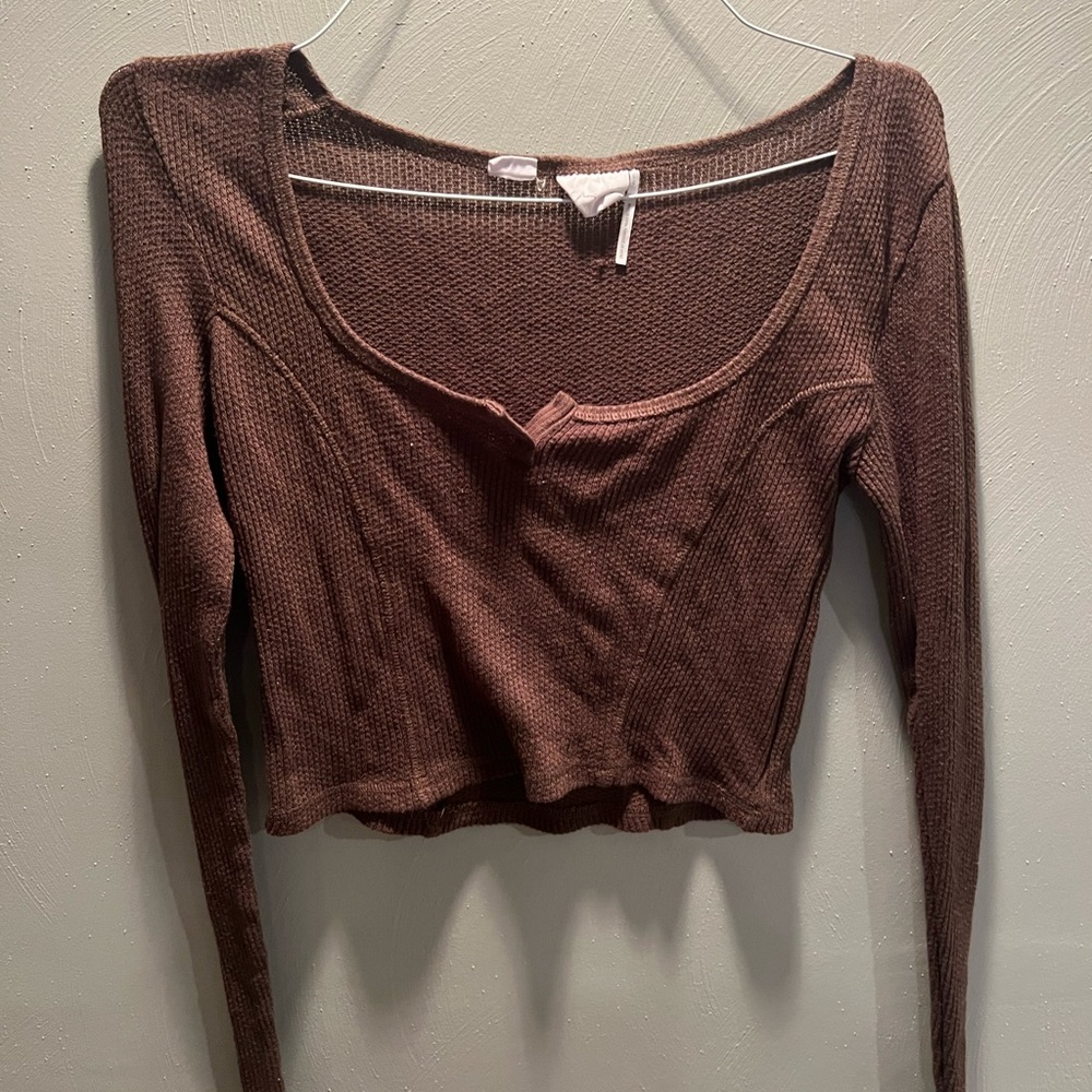 Women's Brown Long Sleeve Top